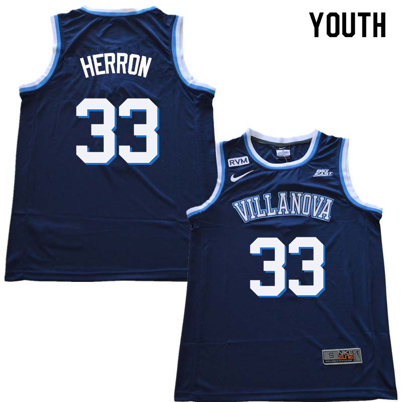2018 Youth #33 Keith Herron Willanova Wildcats College Basketball Jerseys Sale-Navy